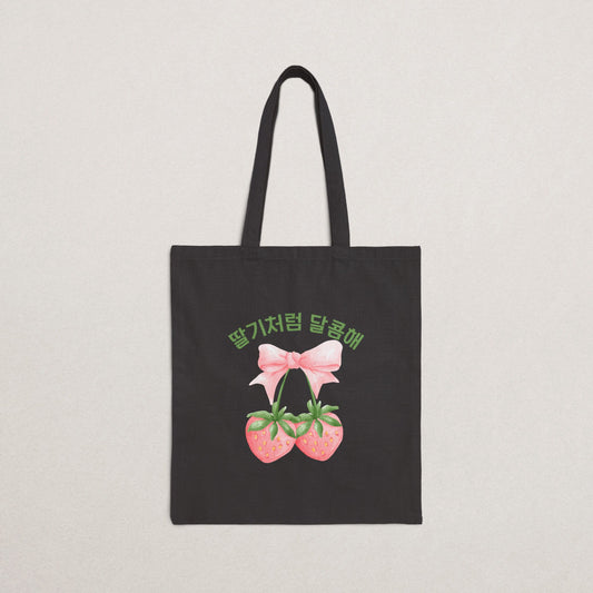 Strawberry Floral Cotton Tote Bag