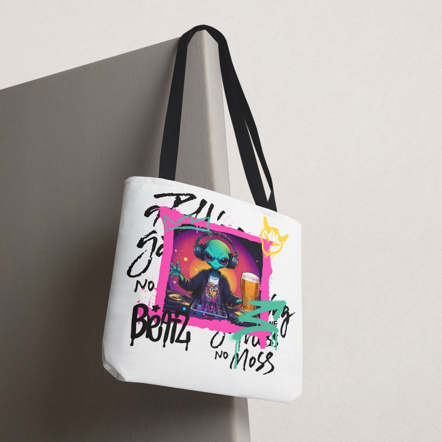 Colorful Alien Print Tote Bag