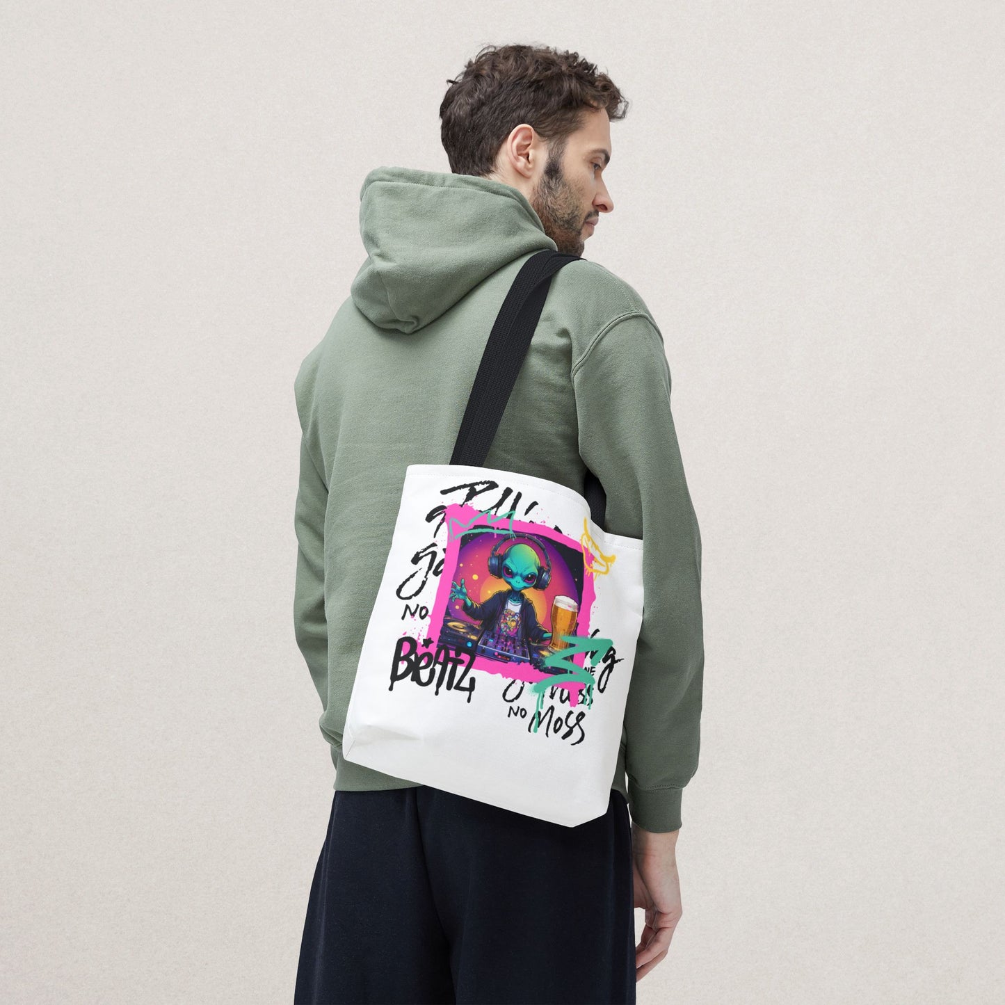 Colorful Alien Print Tote Bag