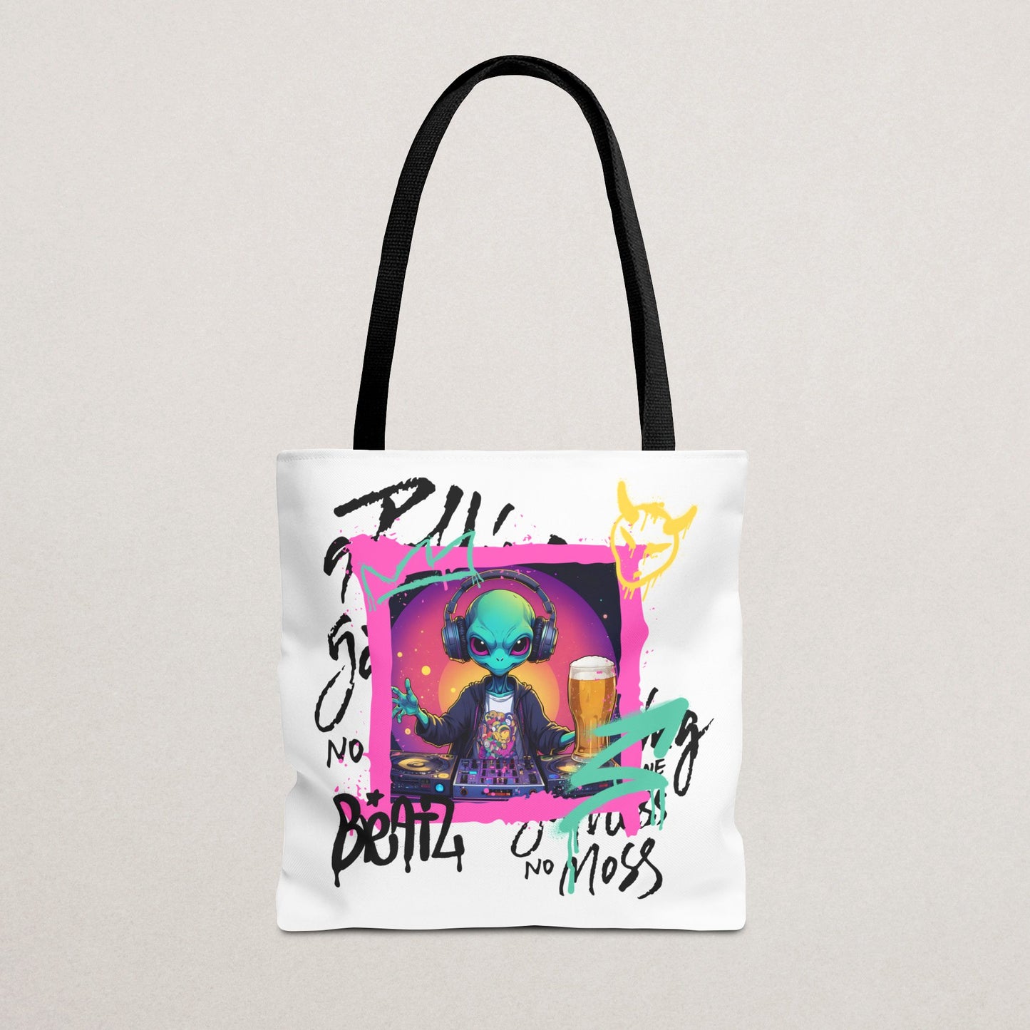 Colorful Alien Print Tote Bag