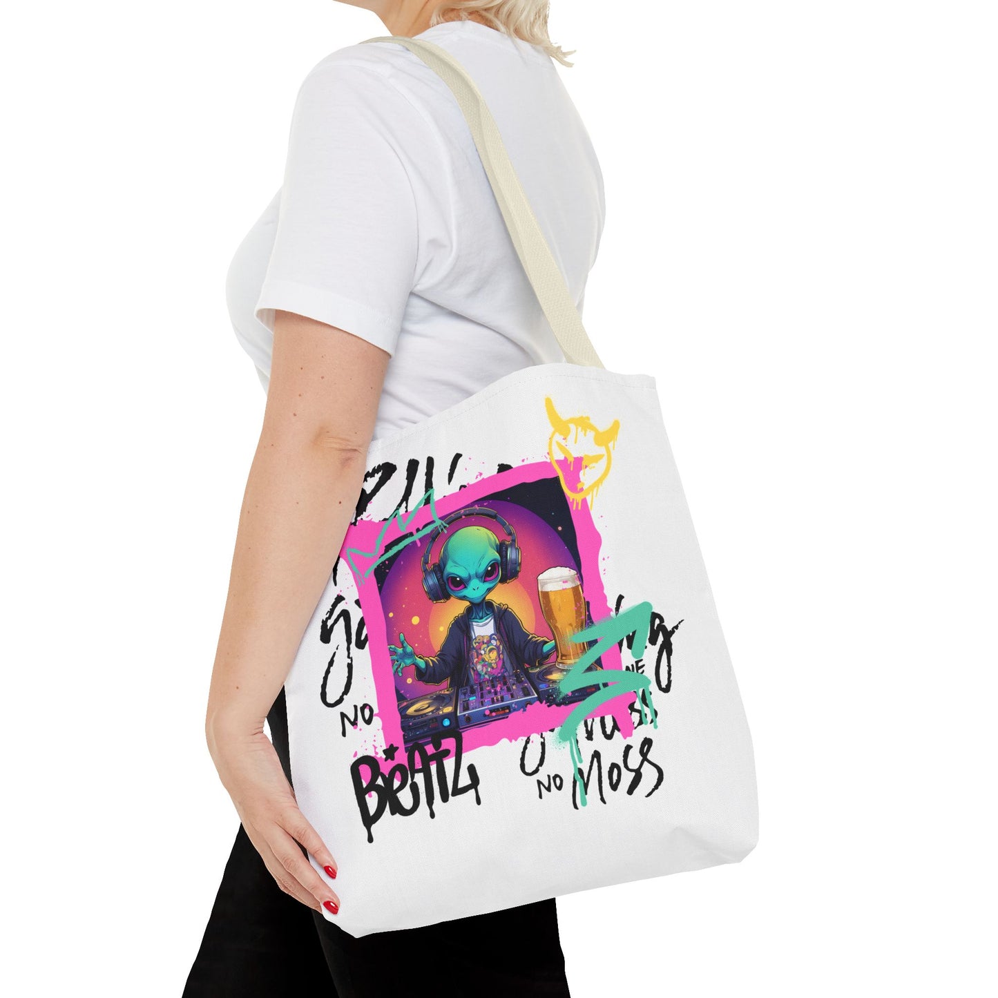 Colorful Alien Print Tote Bag