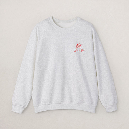Kawaii Girl Embroidered Sweatshirt – Minimalist Cat Icon, 3 Colors