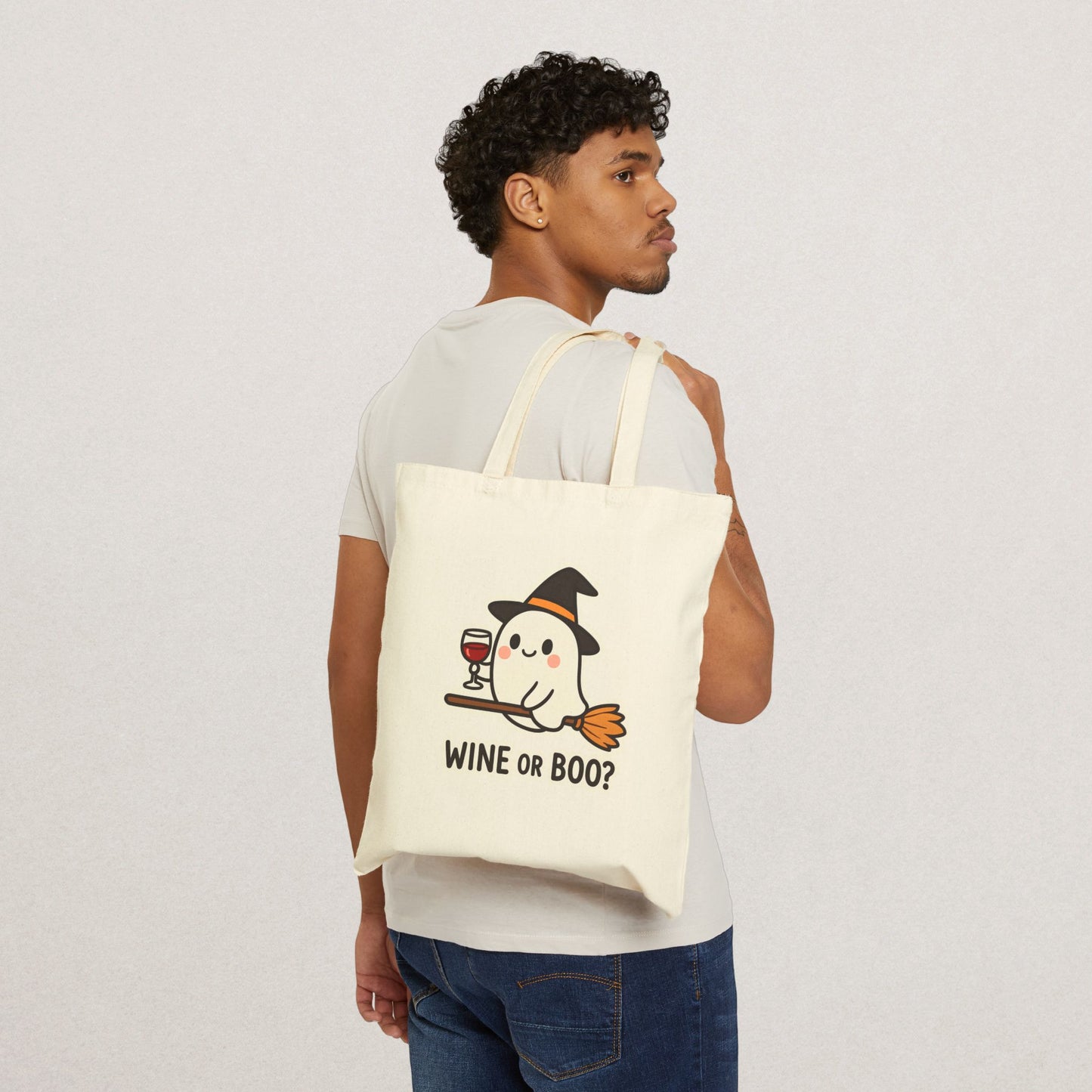 Spooky Wine Ghost Tote Bag – Halloween Edition