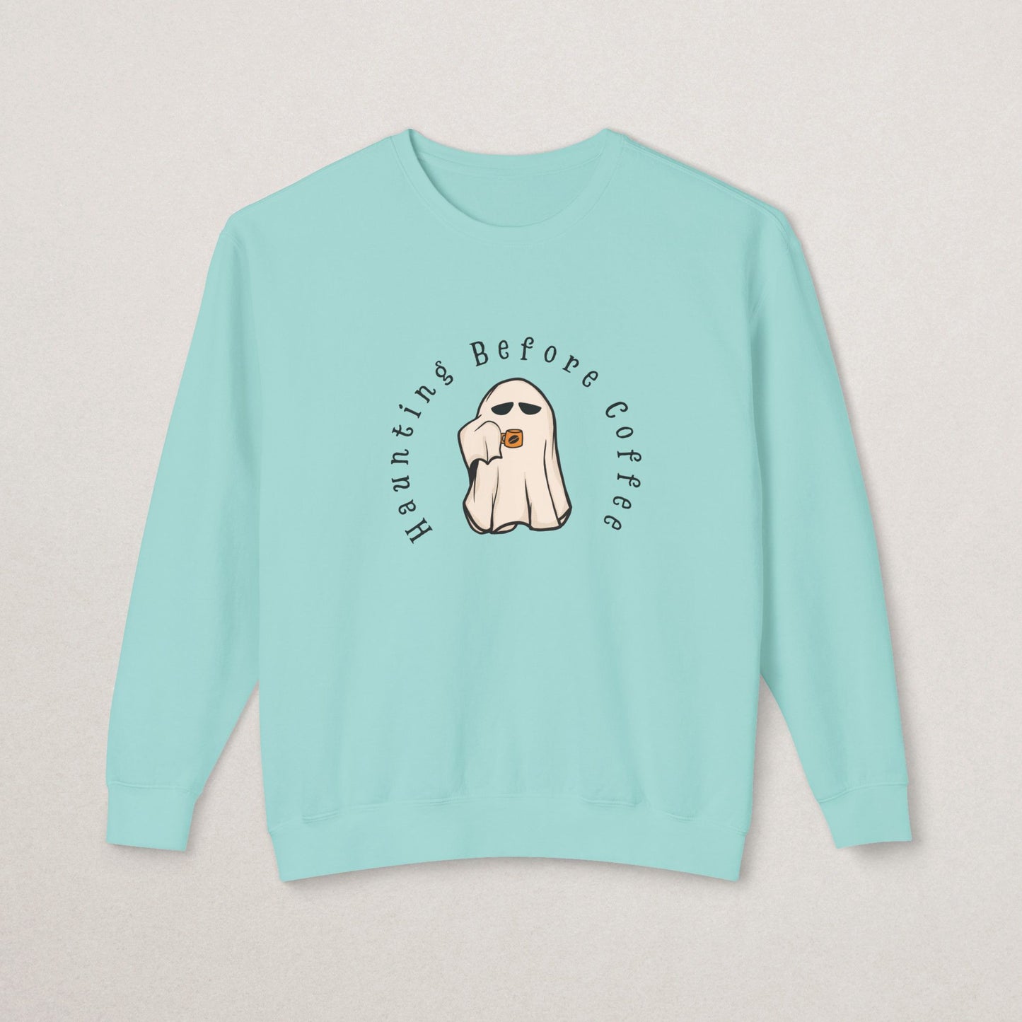 Unisex Lightweight Cotton Sweatshirt – “Coffee Ghost” Embroidered Design