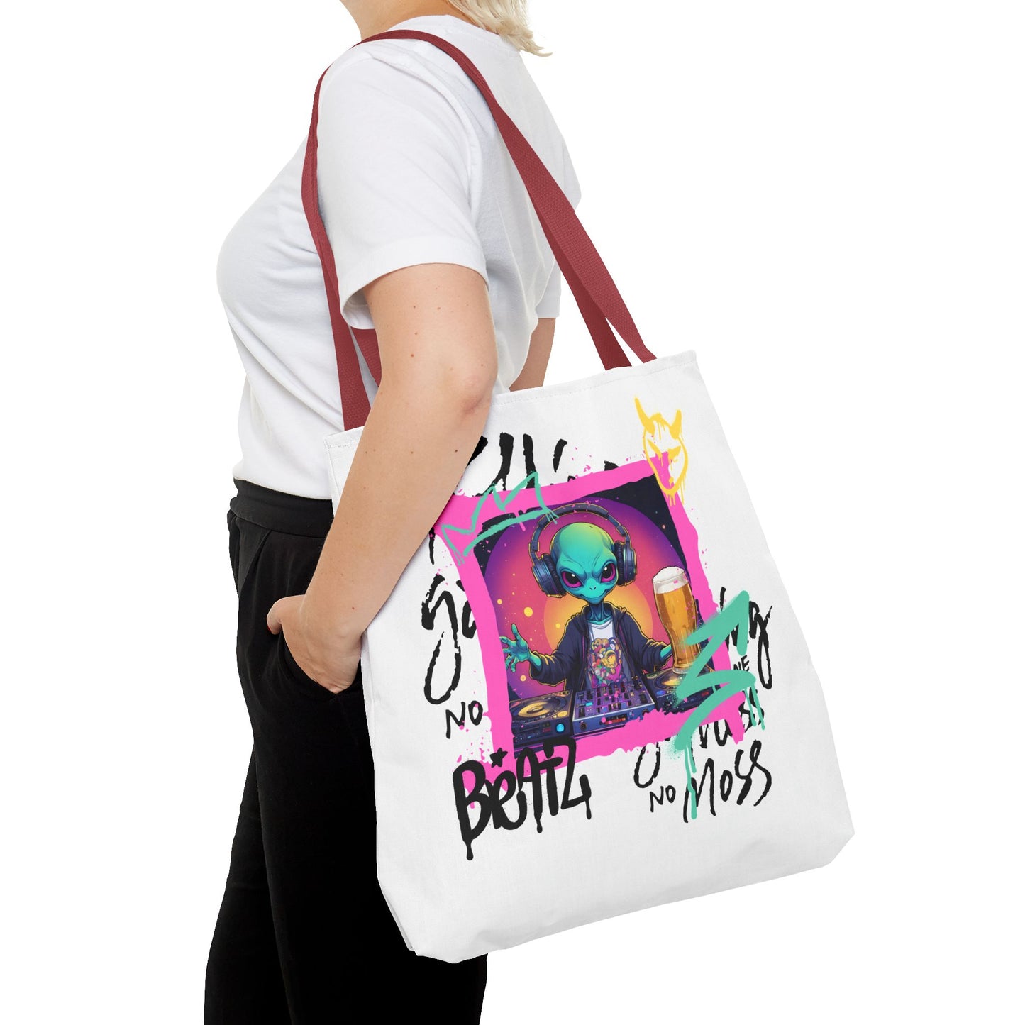 Colorful Alien Print Tote Bag