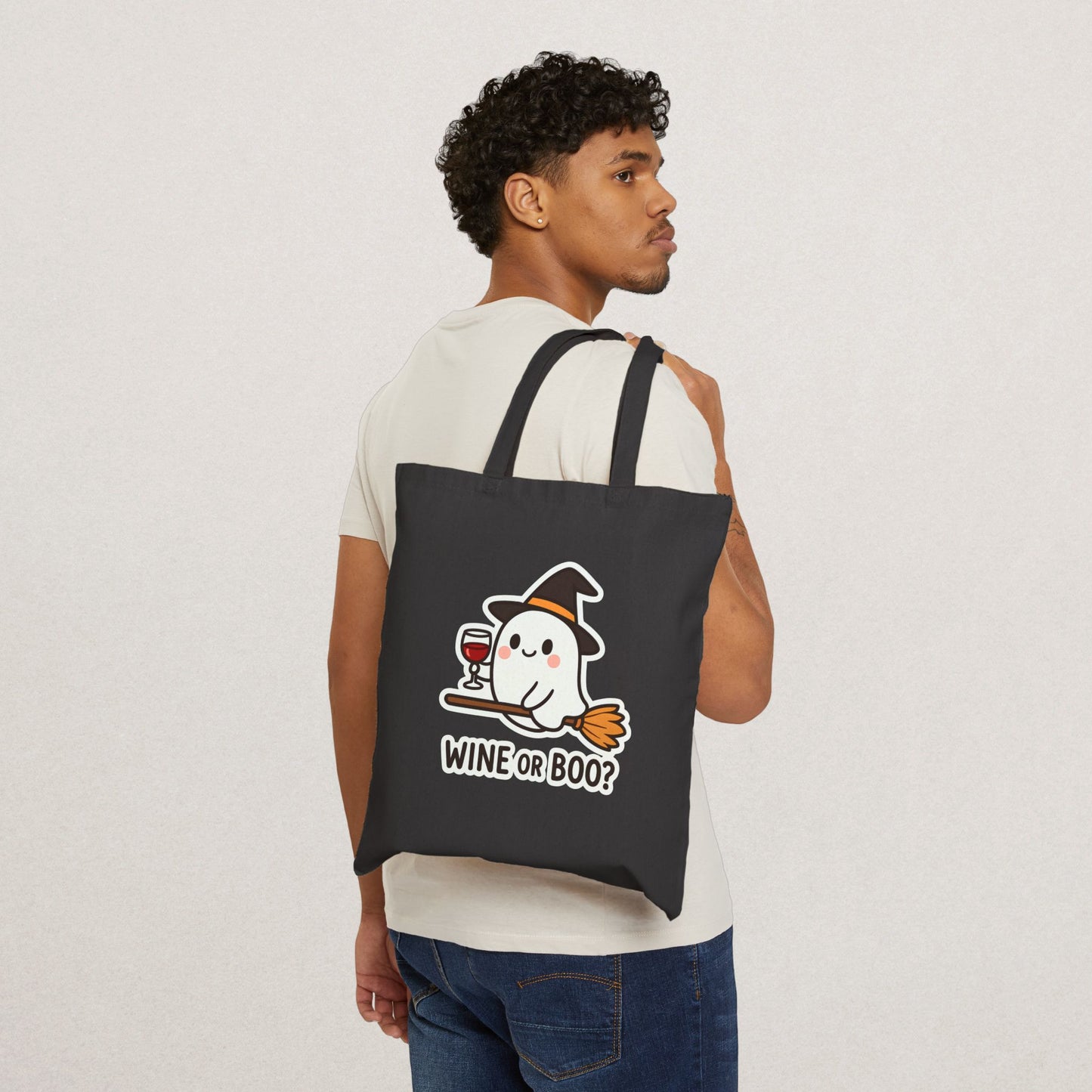 Spooky Wine Ghost Tote Bag – Halloween Edition