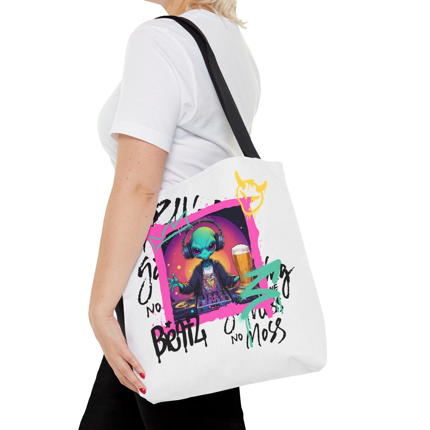 Colorful Alien Print Tote Bag