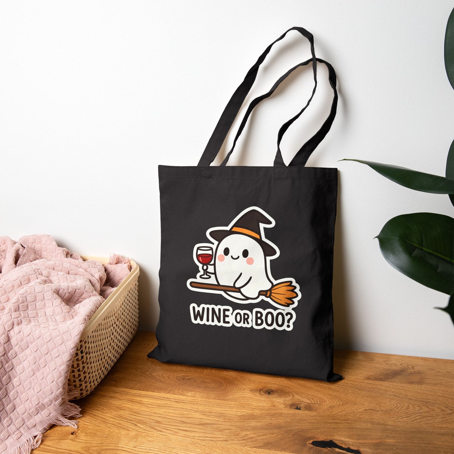Spooky Wine Ghost Tote Bag – Halloween Edition