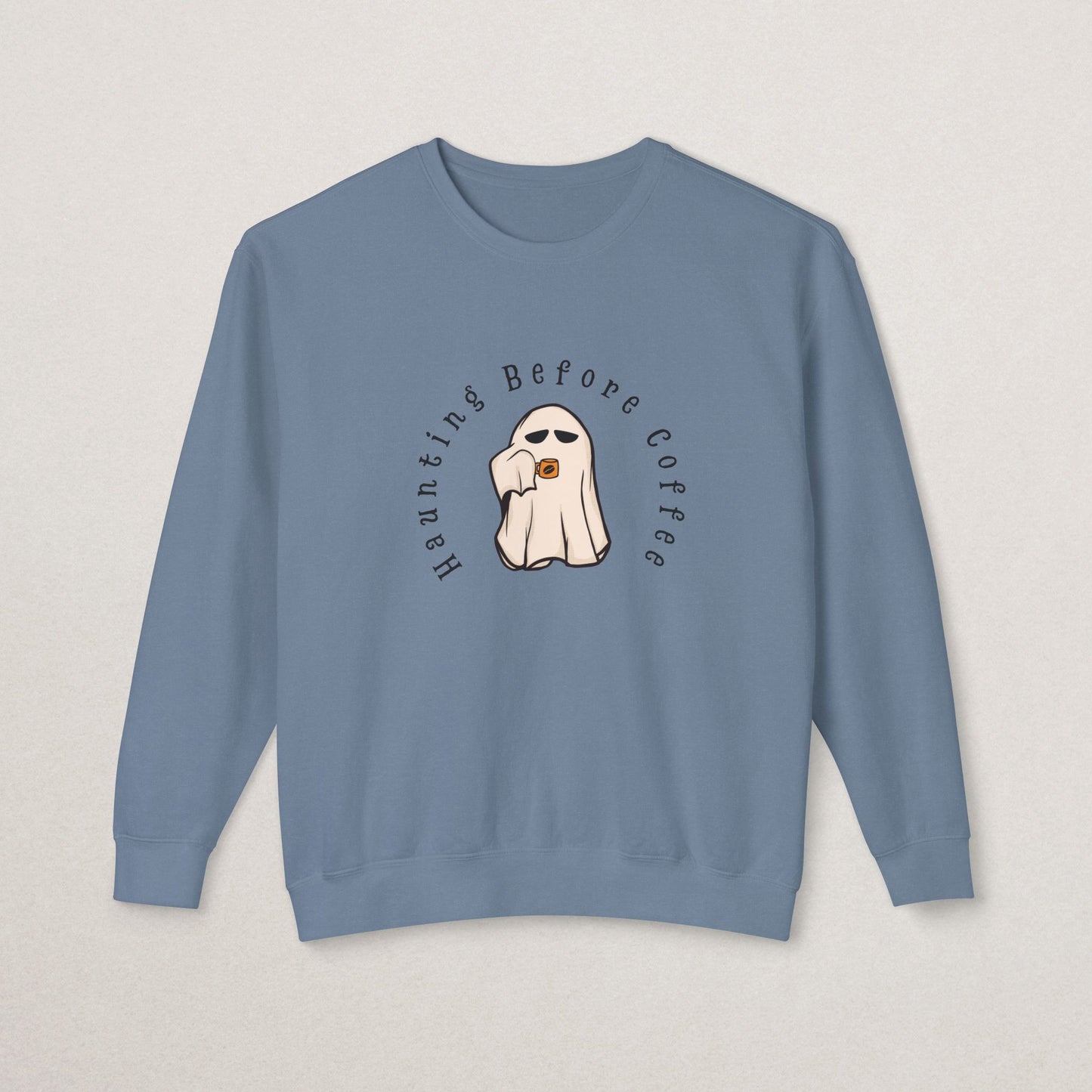 Unisex Lightweight Cotton Sweatshirt – “Coffee Ghost” Embroidered Design