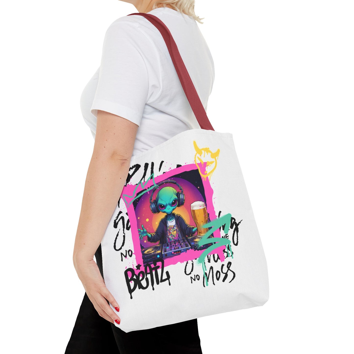 Colorful Alien Print Tote Bag