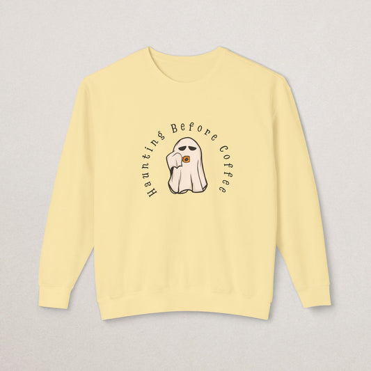 Unisex Lightweight Cotton Sweatshirt – “Coffee Ghost” Embroidered Design