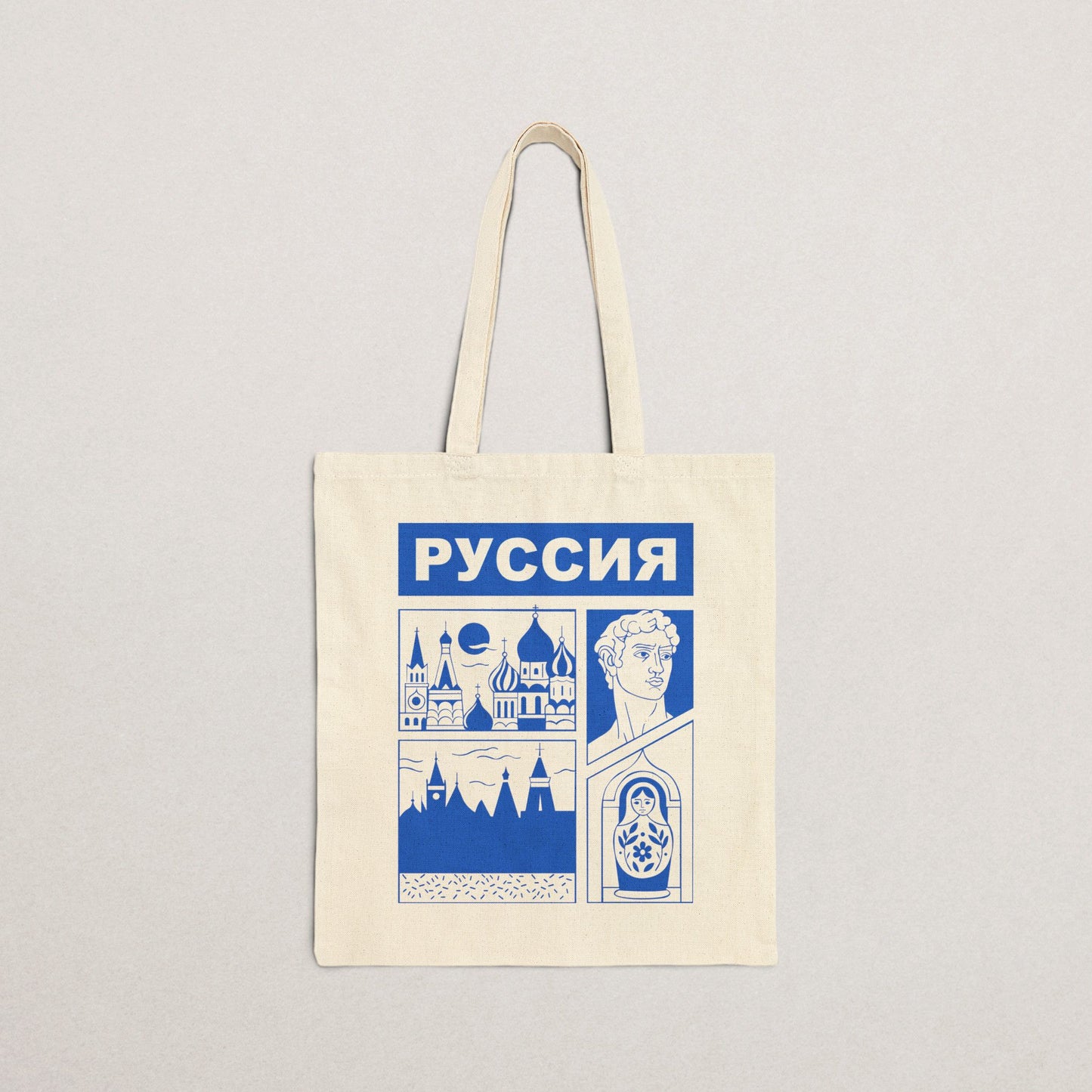 Russian-Themed Cotton Canvas Tote Bag