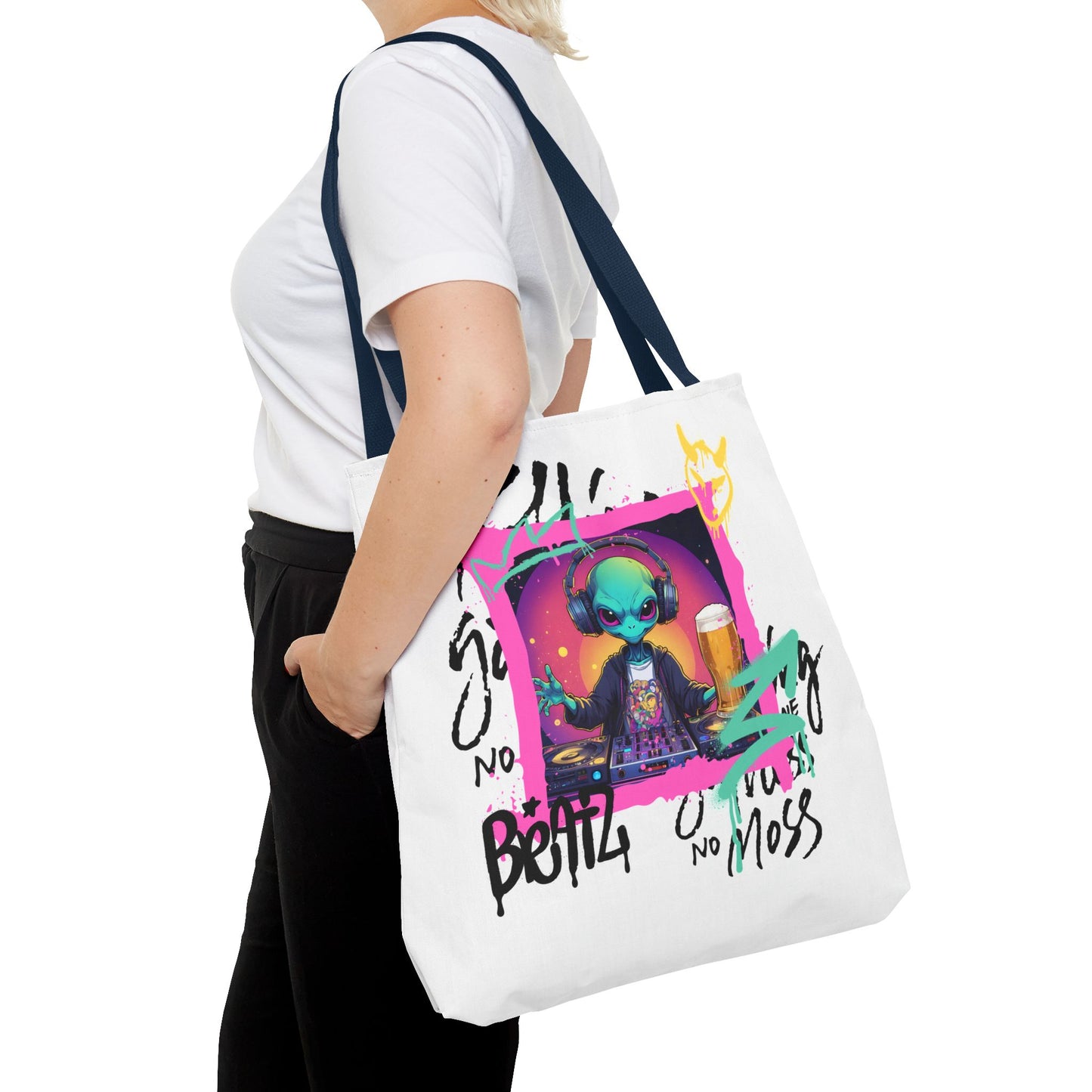 Colorful Alien Print Tote Bag
