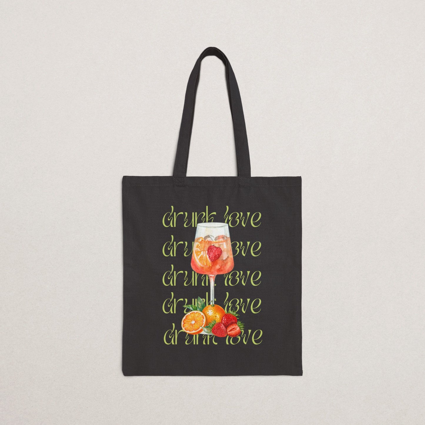 Cotton Canvas Tote Bag - "Drink Love" Design