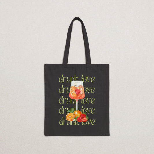 Cotton Canvas Tote Bag - "Drink Love" Design