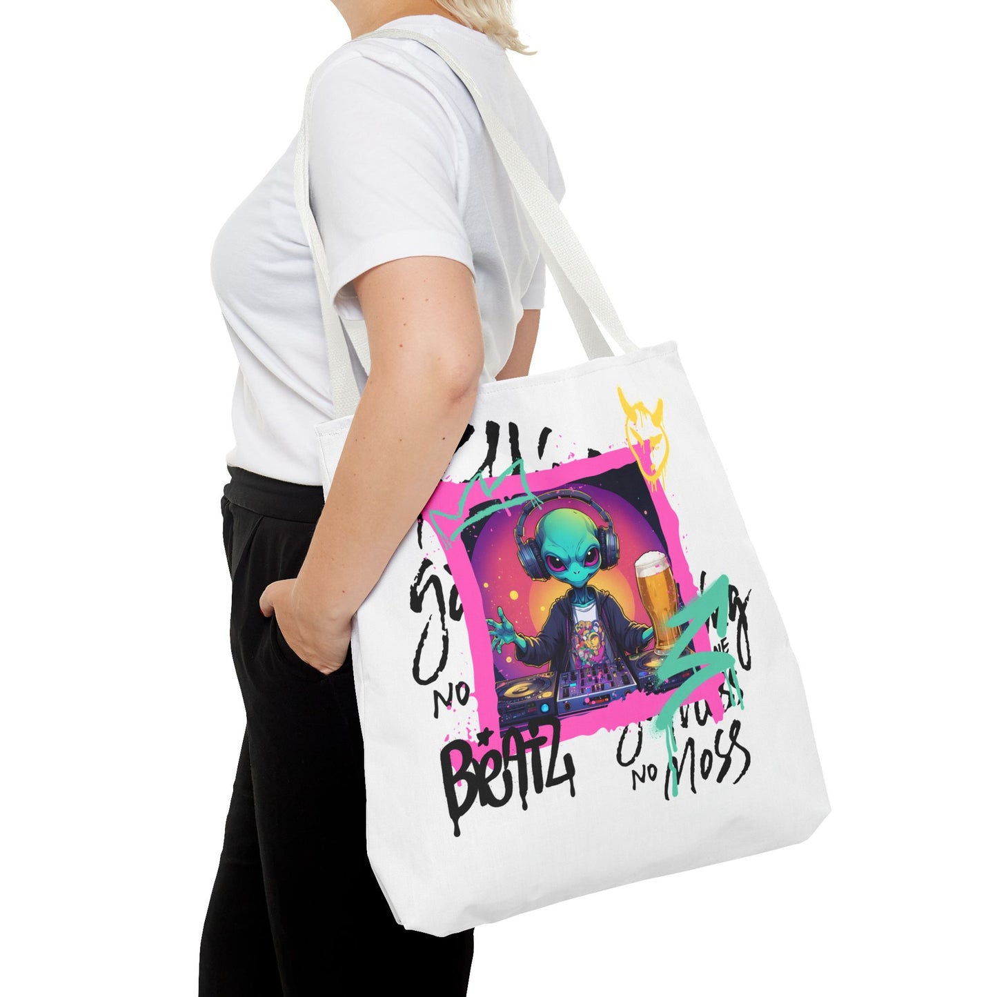 Colorful Alien Print Tote Bag