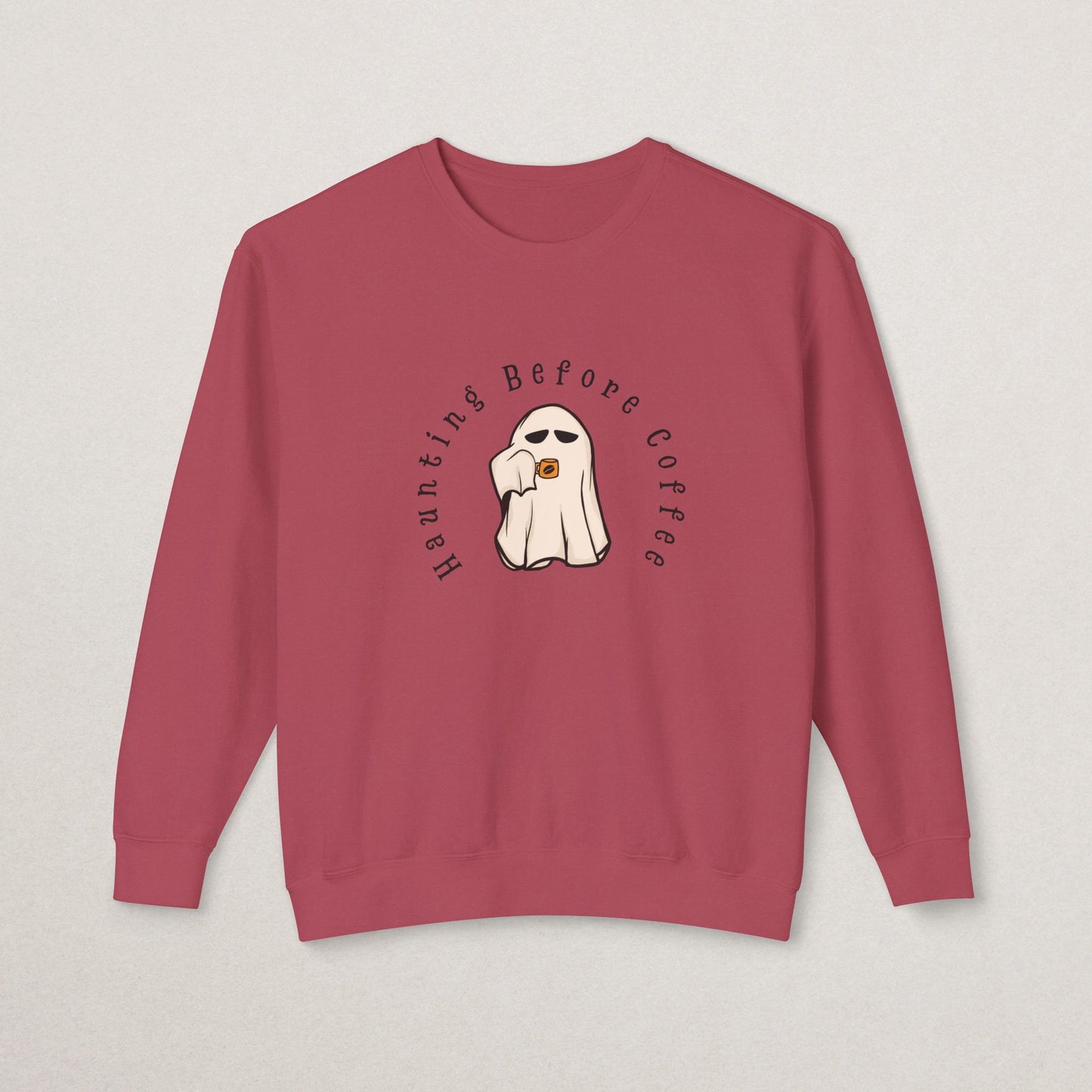 Unisex Lightweight Cotton Sweatshirt – “Coffee Ghost” Embroidered Design
