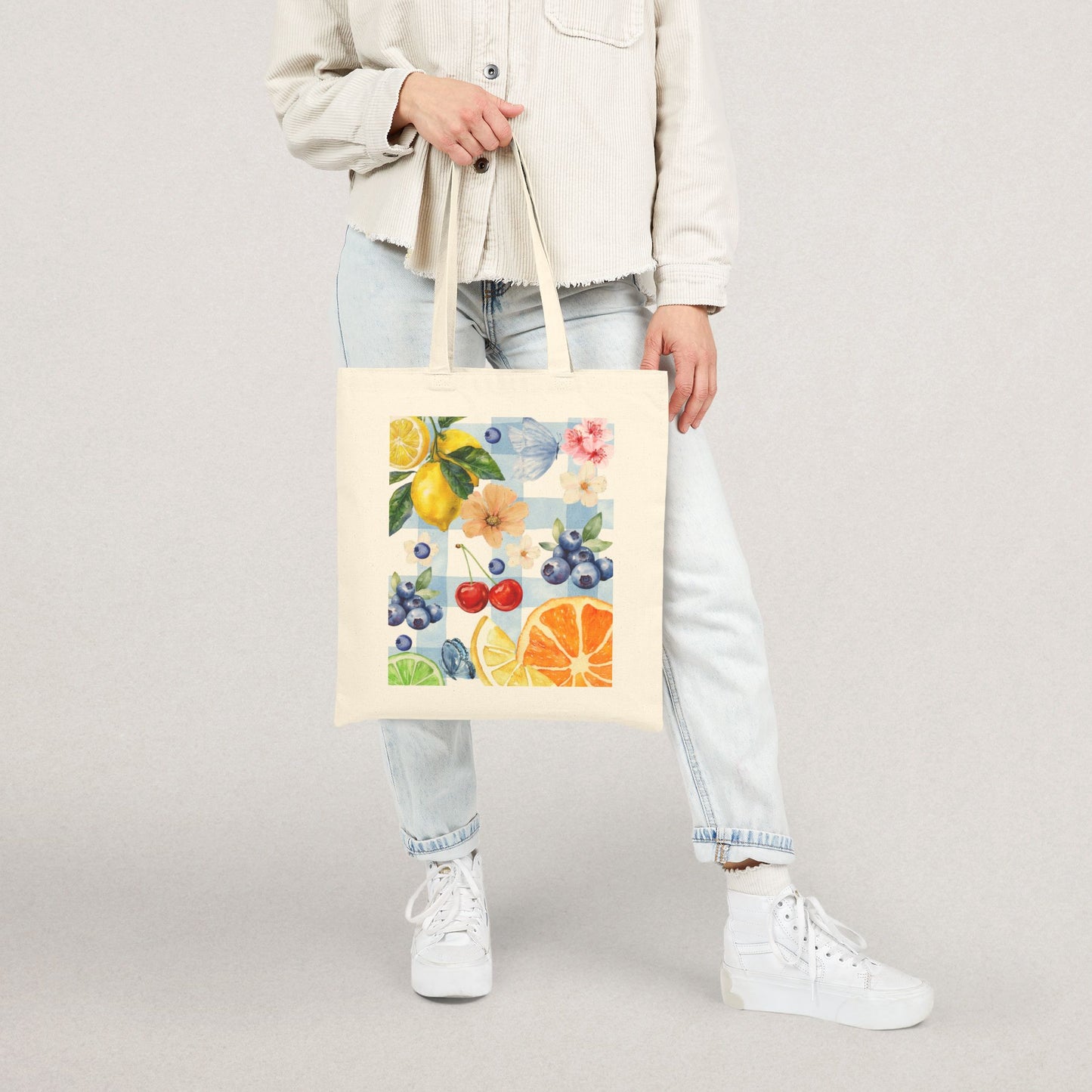 Vibrant Fruit Print Tote Bag