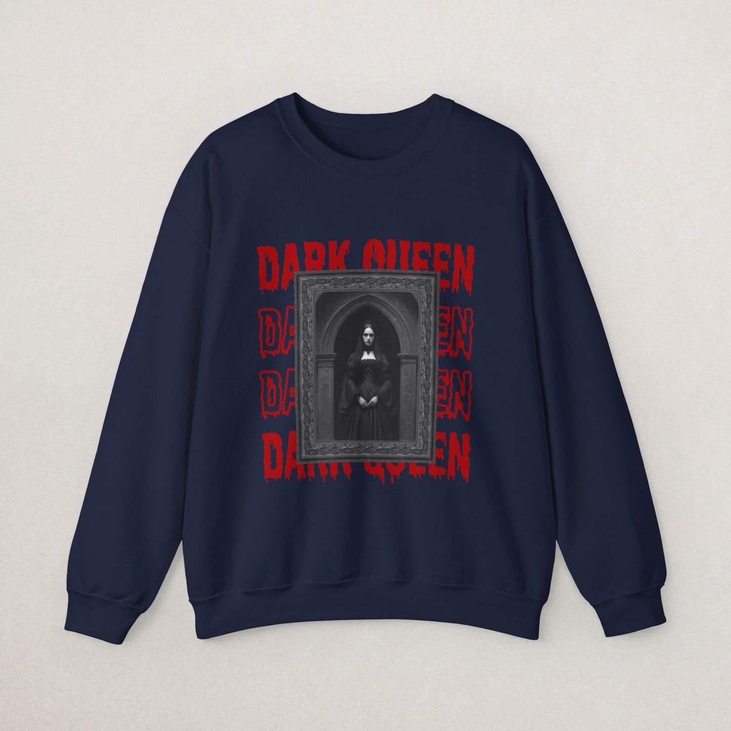 Dark Queen Unisex Sweatshirt, Gothic Fashion Crewneck, Vintage Inspired Apparel, Halloween Gift, Cozy Streetwear