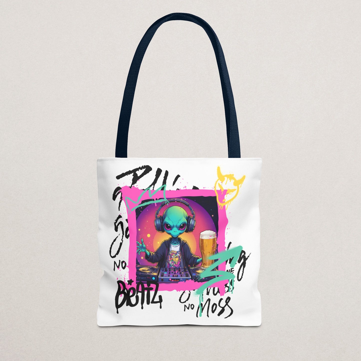 Colorful Alien Print Tote Bag