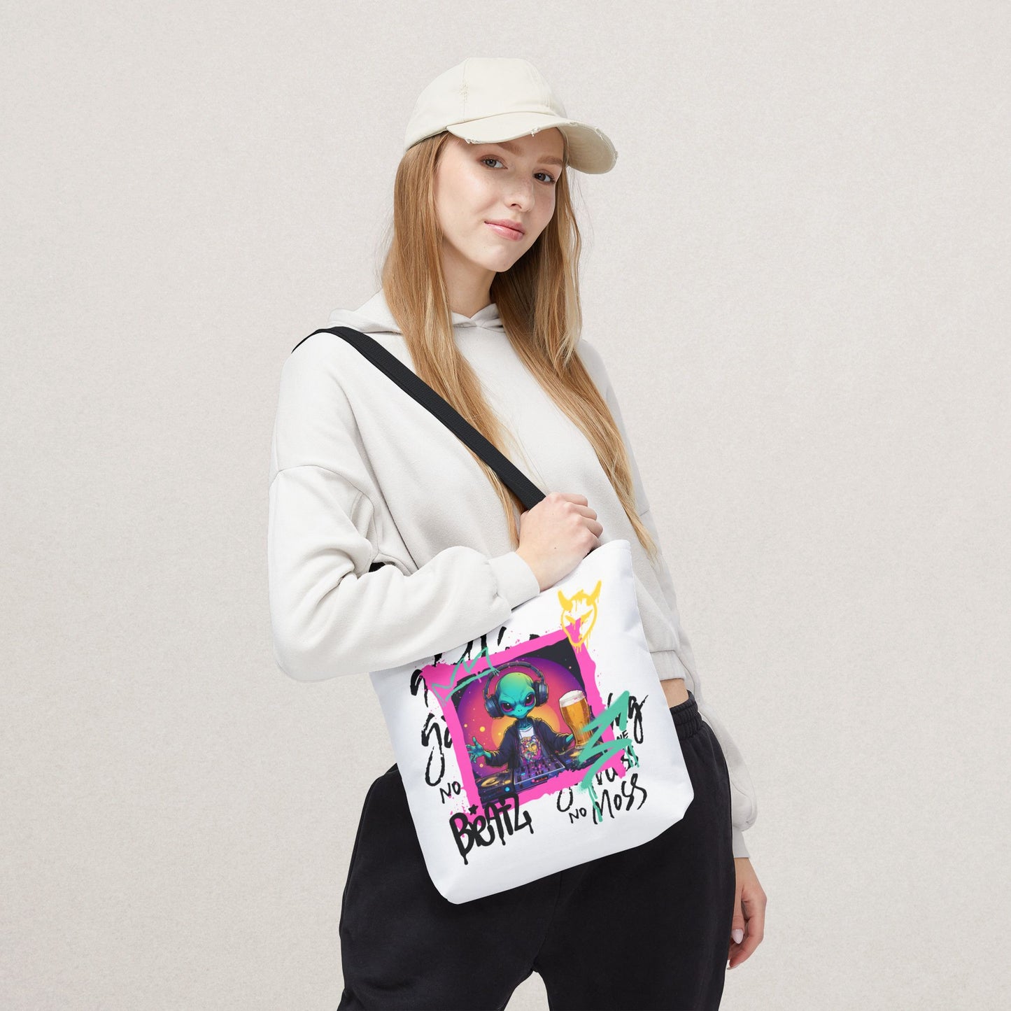 Colorful Alien Print Tote Bag