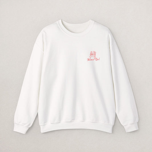 Kawaii Girl Embroidered Sweatshirt – Minimalist Cat Icon, 3 Colors
