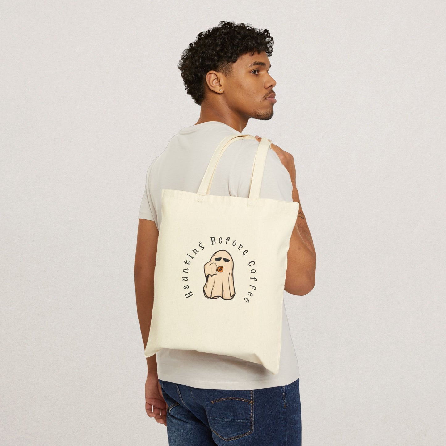 Spooky Coffee Ghost Tote Bag – Halloween Edition