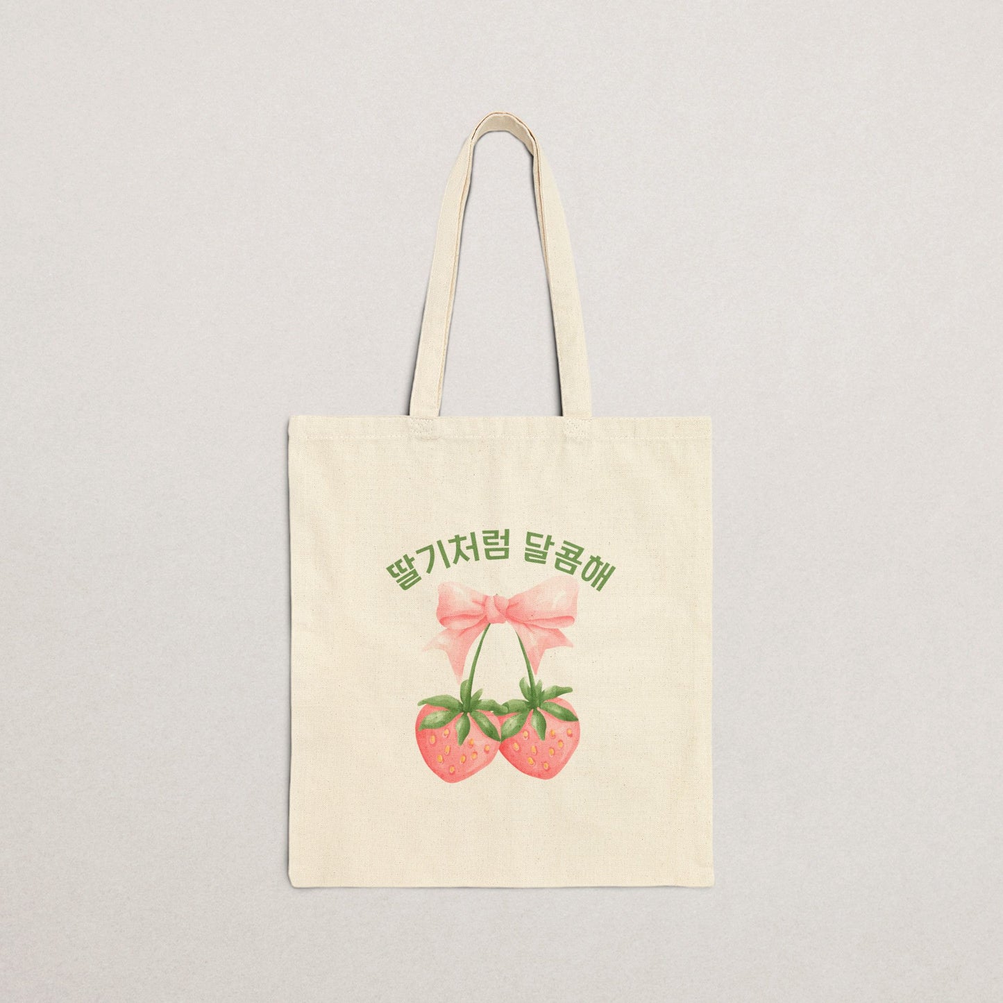 Strawberry Floral Cotton Tote Bag