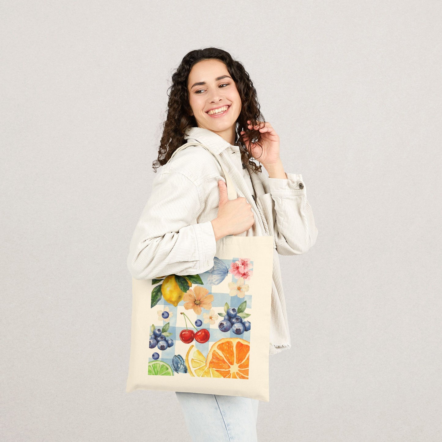 Vibrant Fruit Print Tote Bag