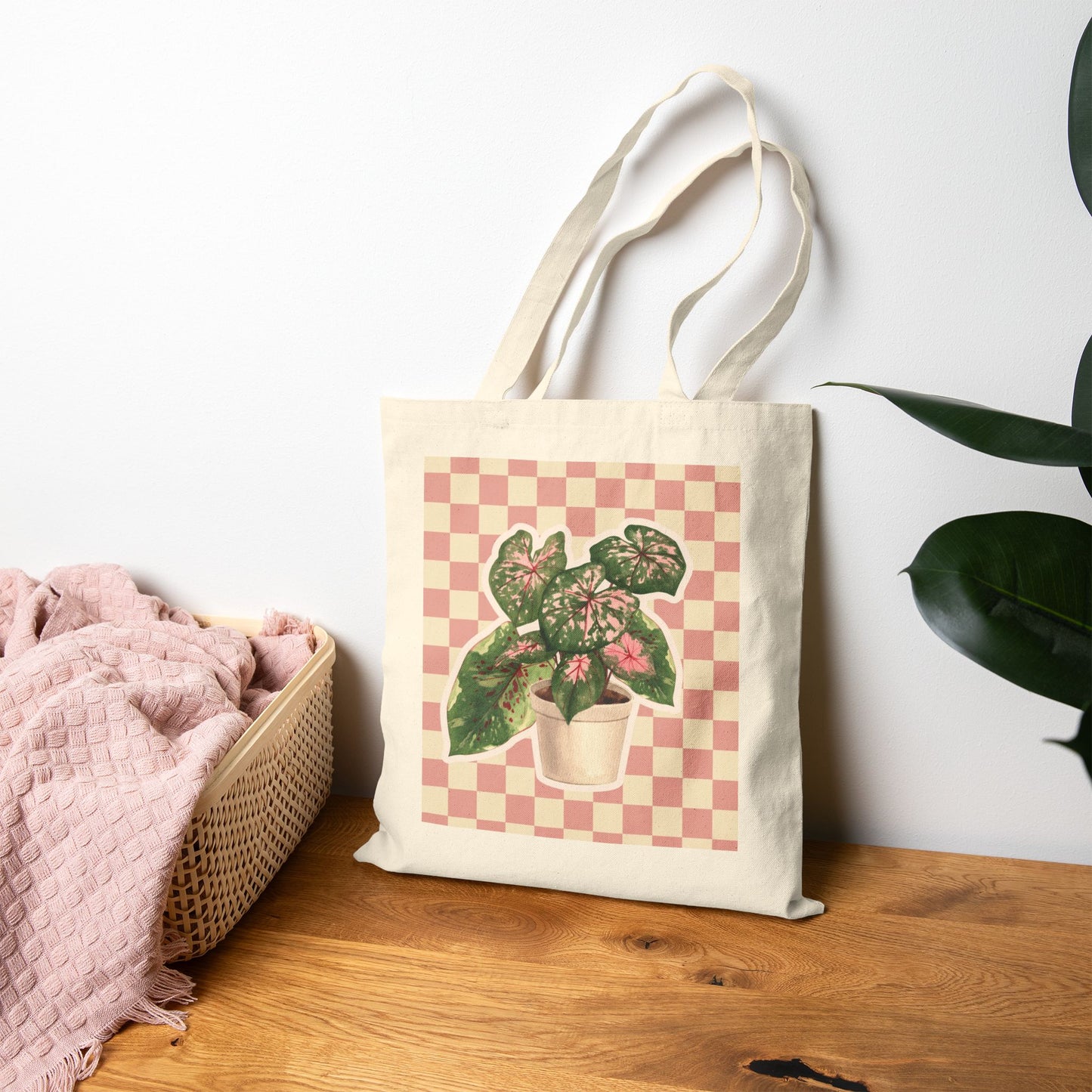 Botanical Tote Bag with Plant Design