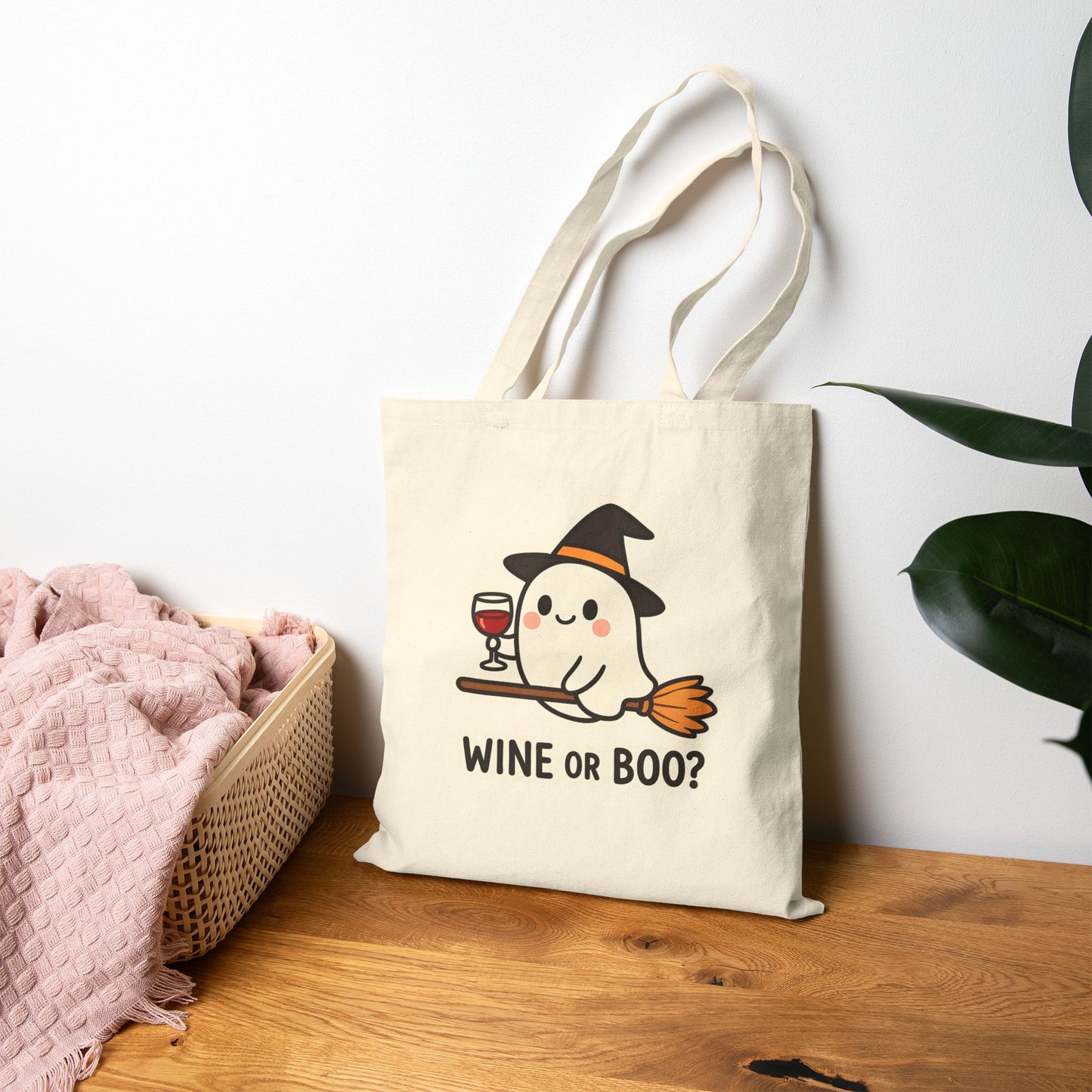 Spooky Wine Ghost Tote Bag – Halloween Edition