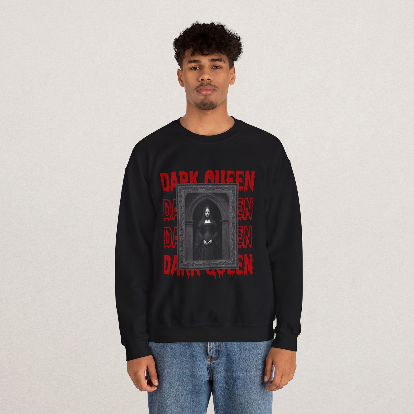 Dark Queen Unisex Sweatshirt, Gothic Fashion Crewneck, Vintage Inspired Apparel, Halloween Gift, Cozy Streetwear
