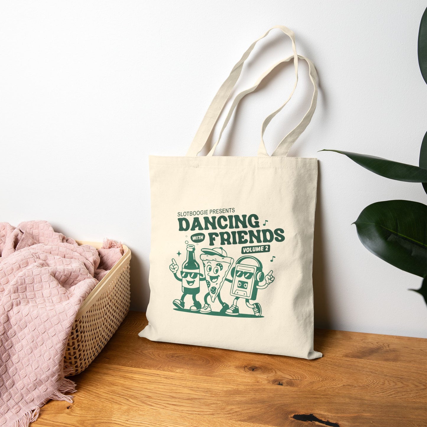 Dancing Friends Cotton Canvas Tote Bag