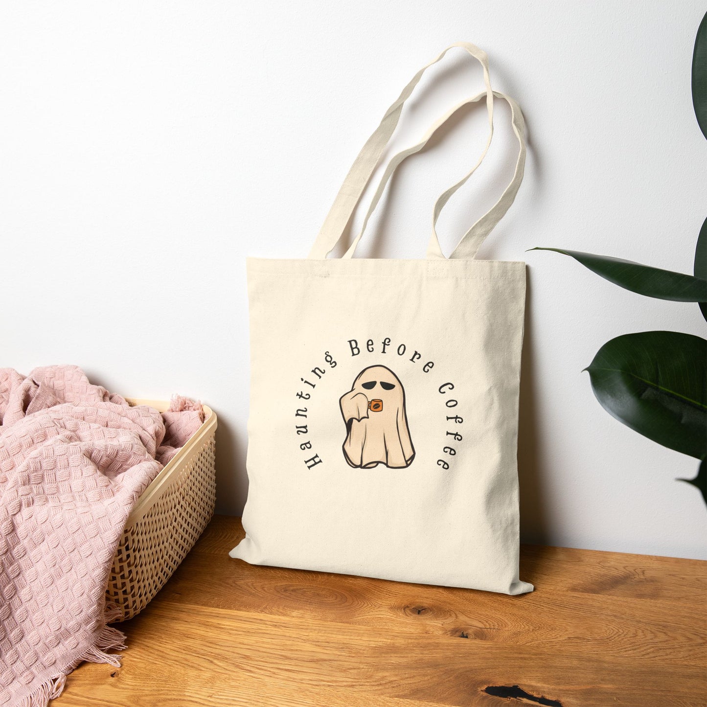 Spooky Coffee Ghost Tote Bag – Halloween Edition