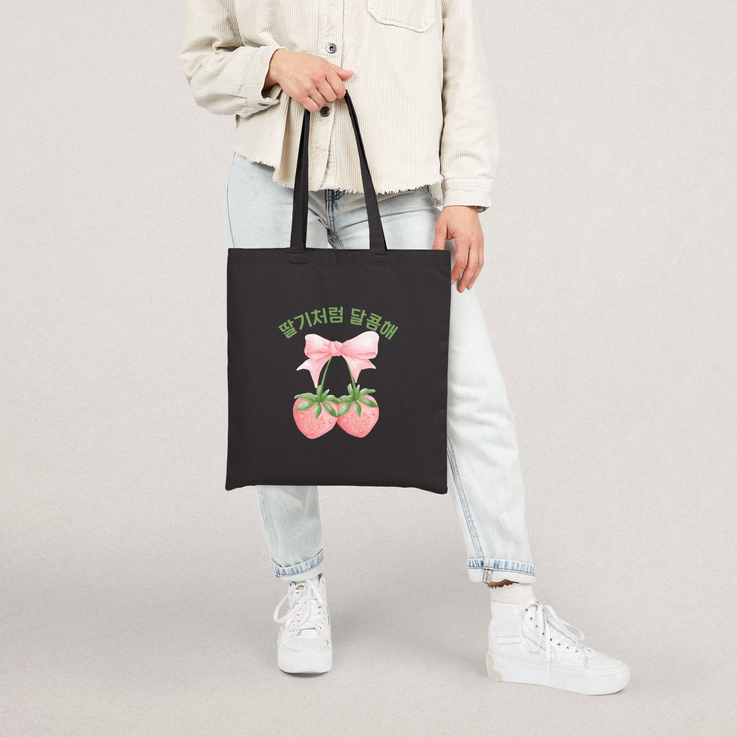 Strawberry Floral Cotton Tote Bag
