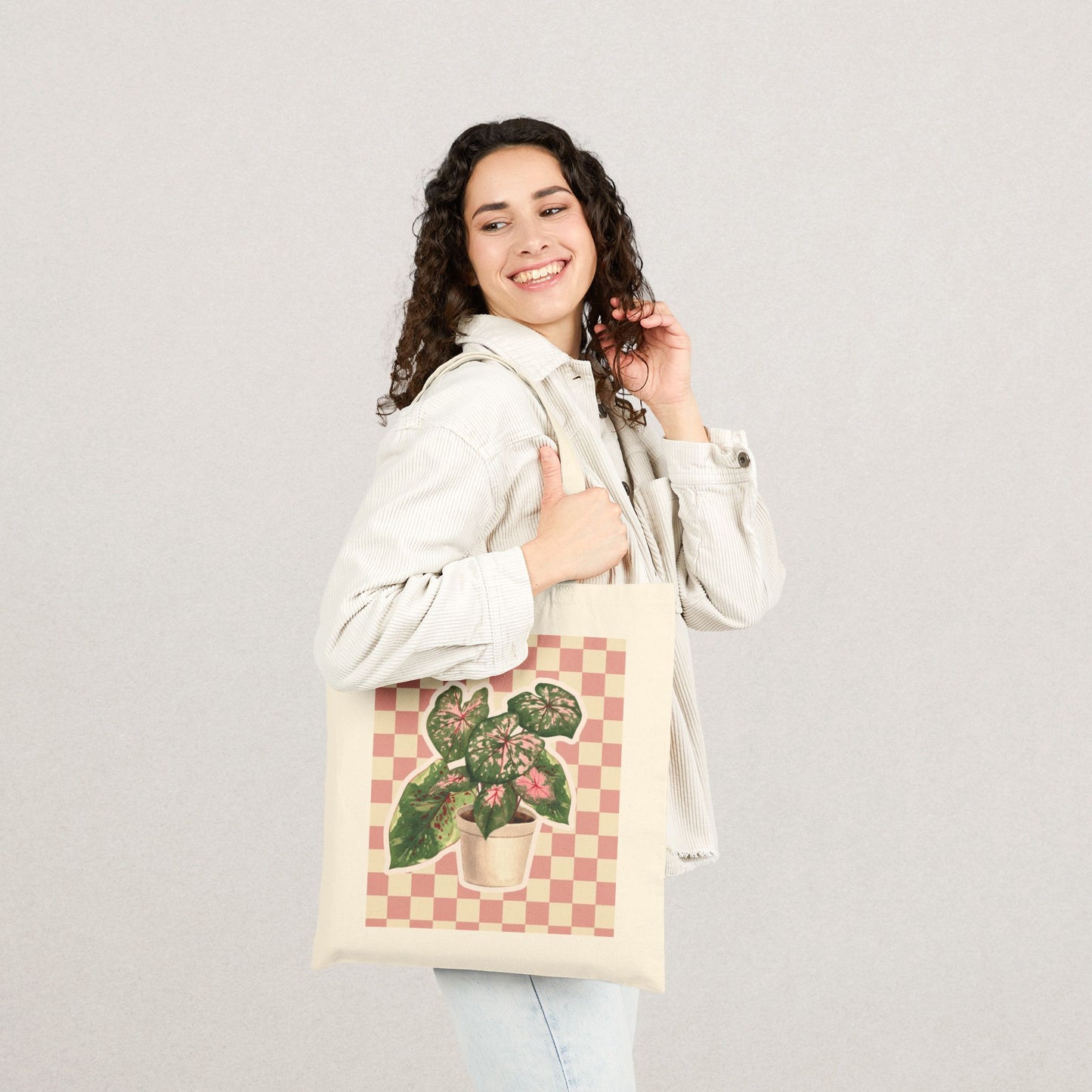 Botanical Tote Bag with Plant Design
