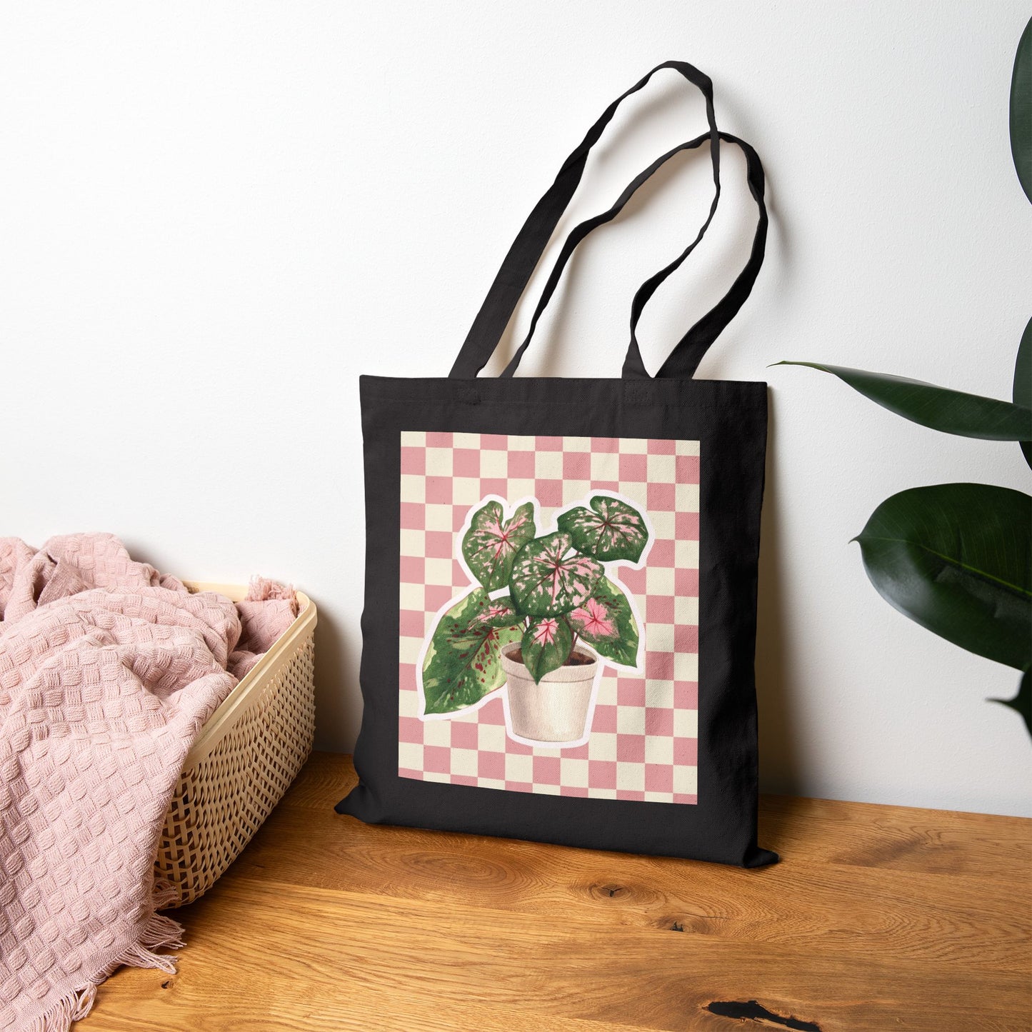 Botanical Tote Bag with Plant Design