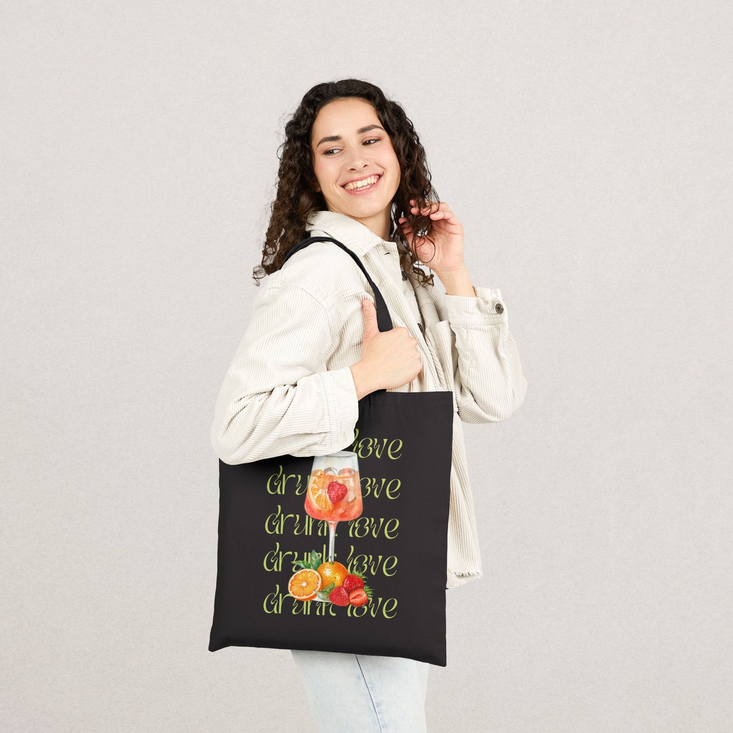 Cotton Canvas Tote Bag - "Drink Love" Design