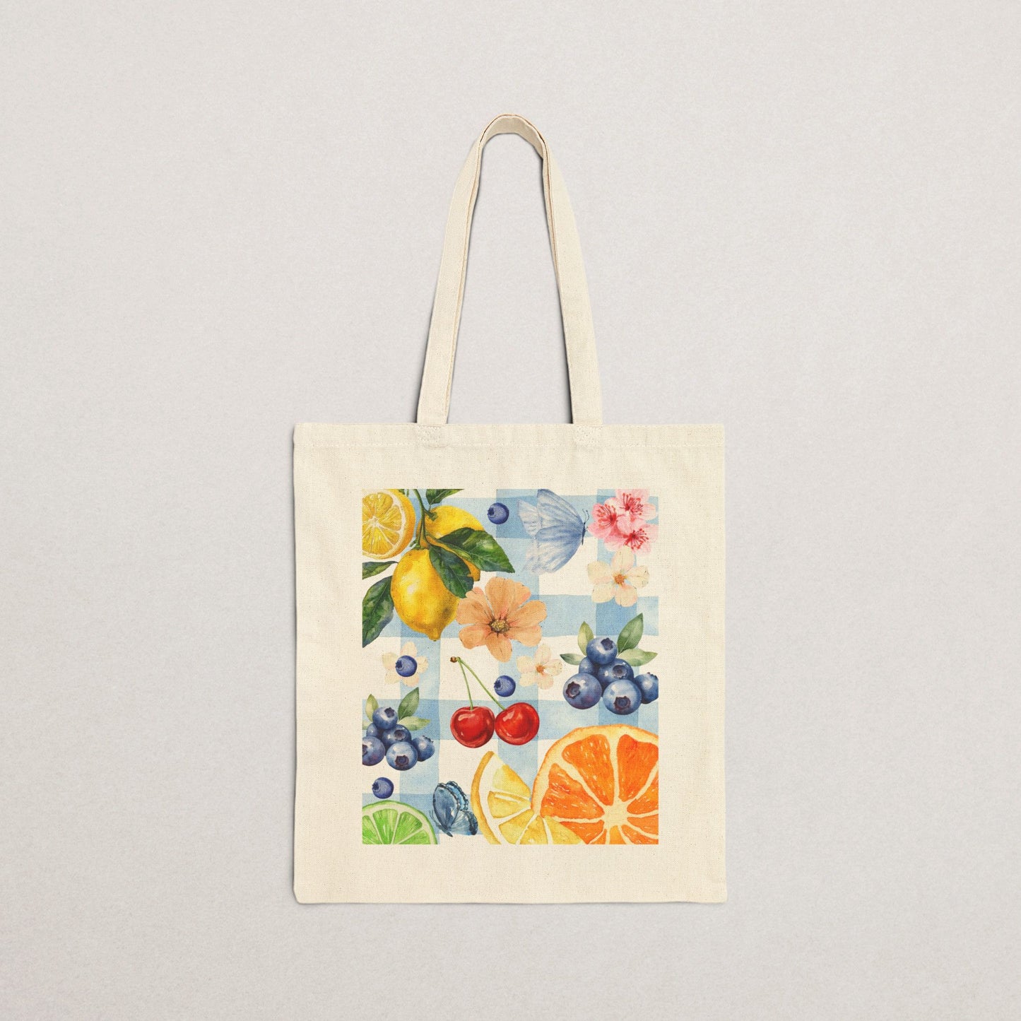 Vibrant Fruit Print Tote Bag