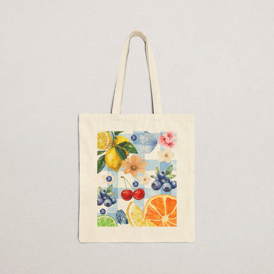 Vibrant Fruit Print Tote Bag