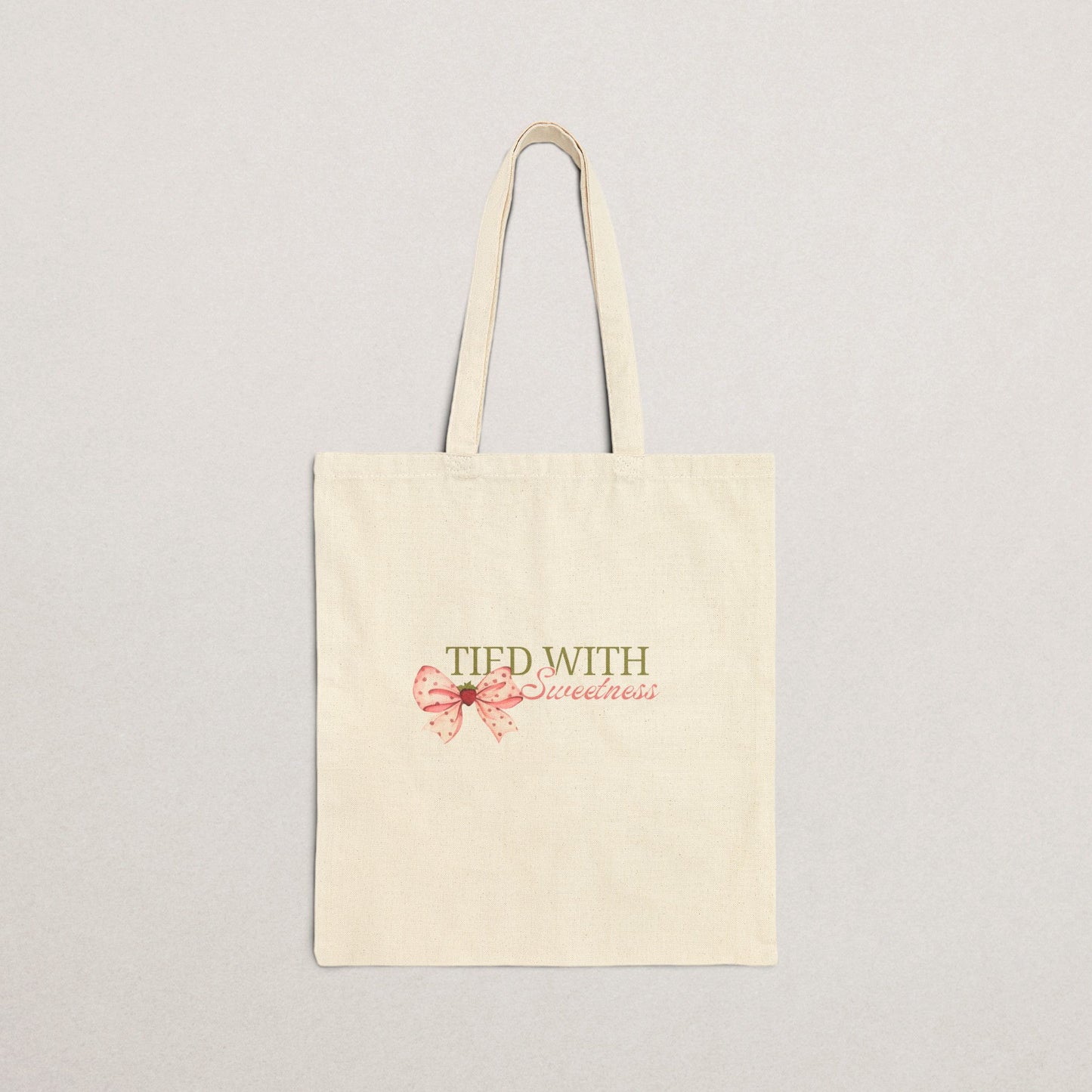 Charming Cotton Canvas Tote Bag - "Tied with Sweetness"