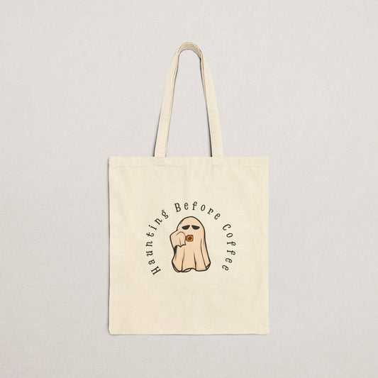 Spooky Coffee Ghost Tote Bag – Halloween Edition
