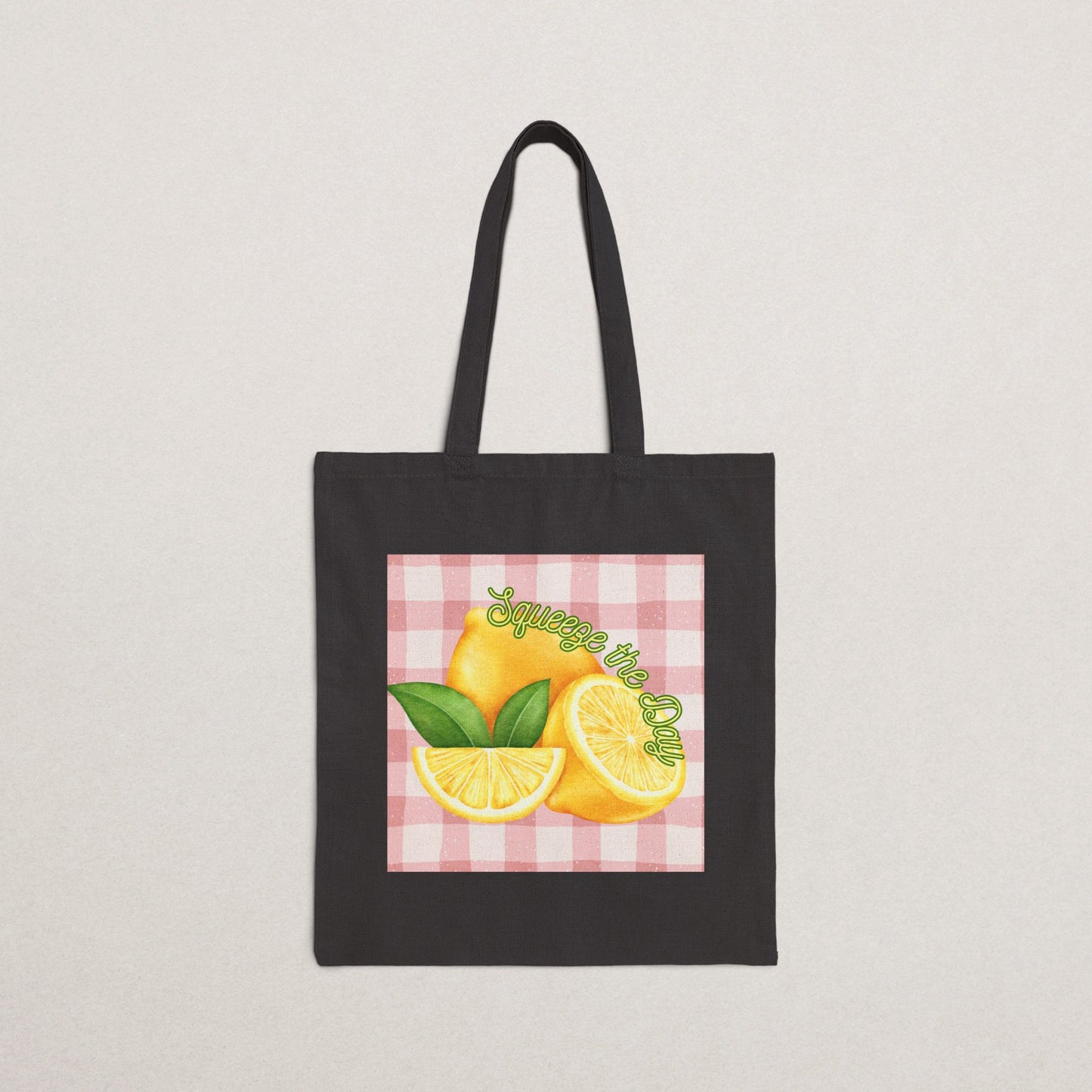Lemon Print Cotton Canvas Tote Bag