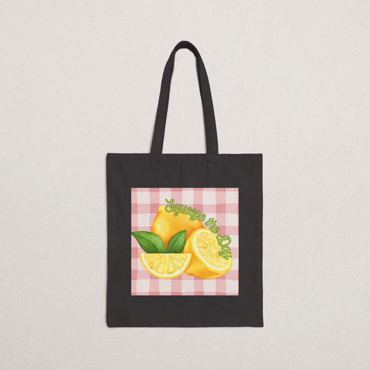 Lemon Print Cotton Canvas Tote Bag