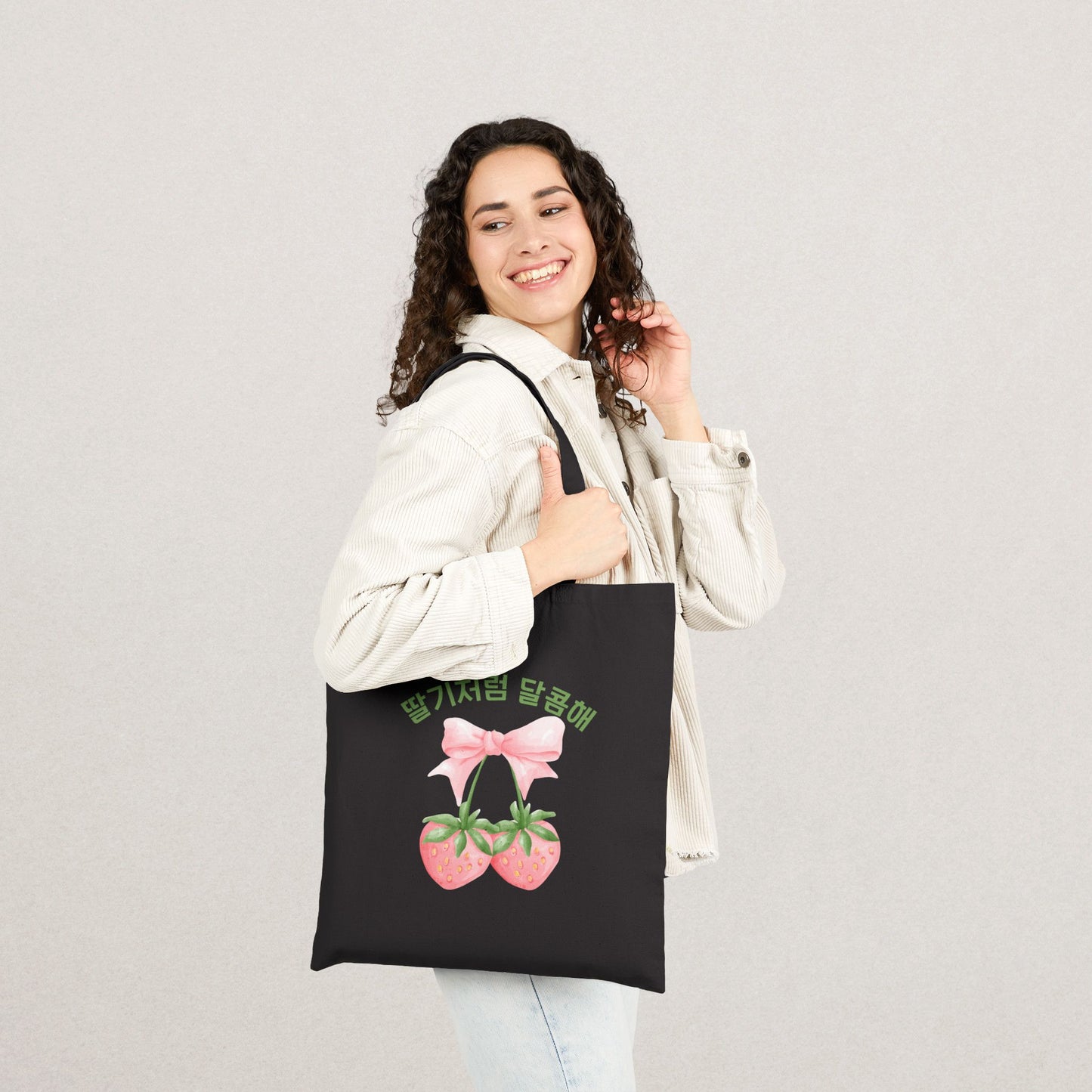 Strawberry Floral Cotton Tote Bag