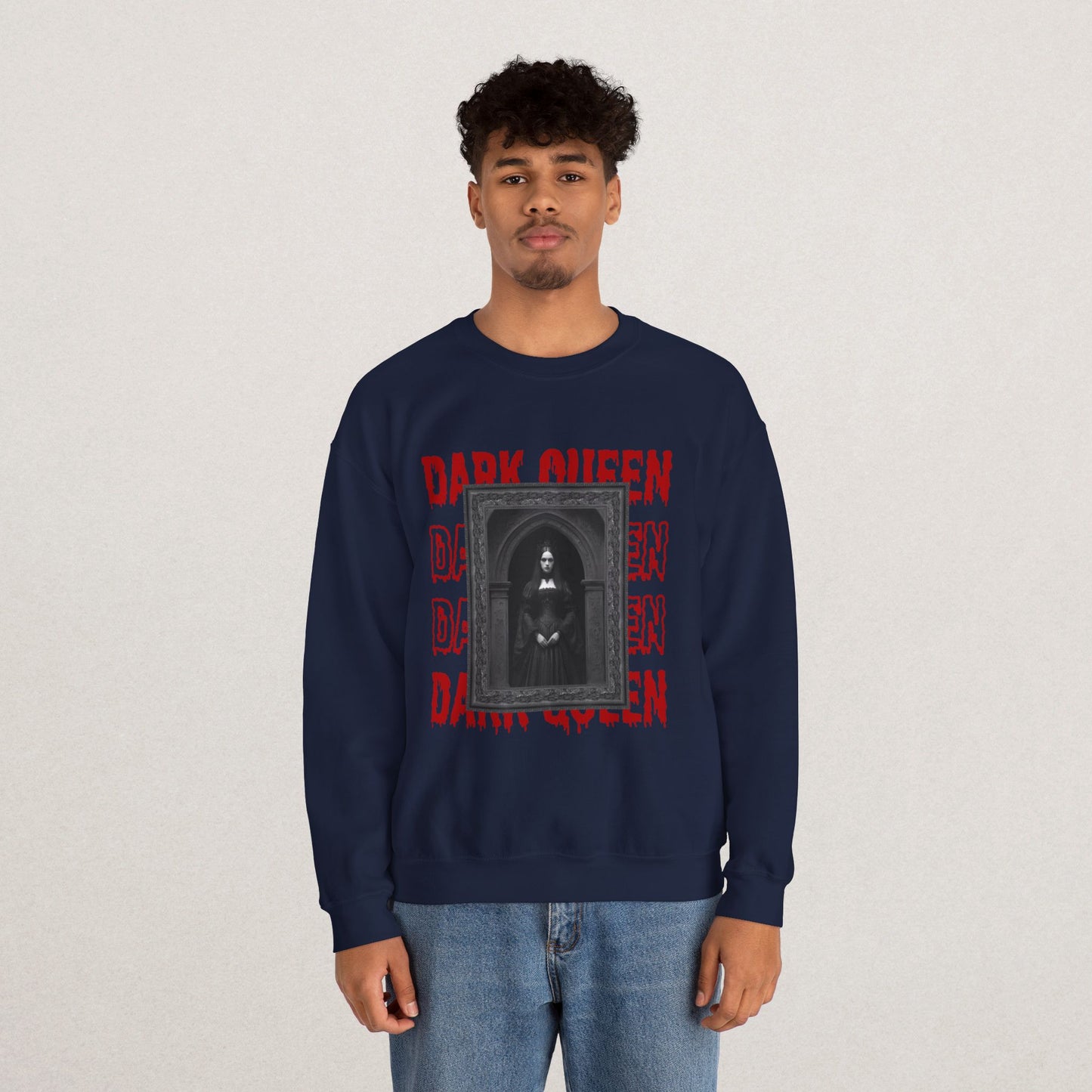 Dark Queen Unisex Sweatshirt, Gothic Fashion Crewneck, Vintage Inspired Apparel, Halloween Gift, Cozy Streetwear