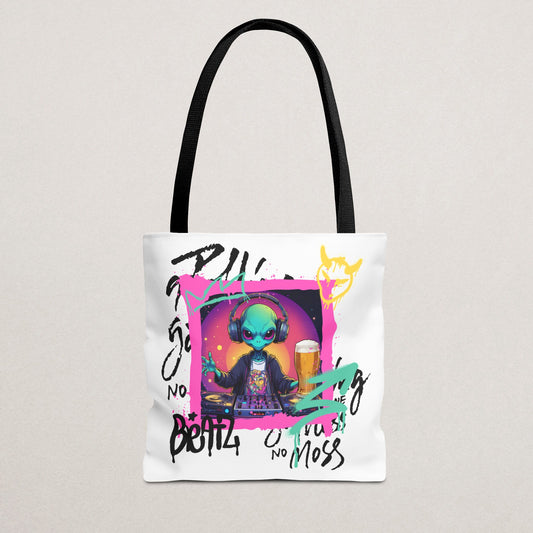 Colorful Alien Print Tote Bag