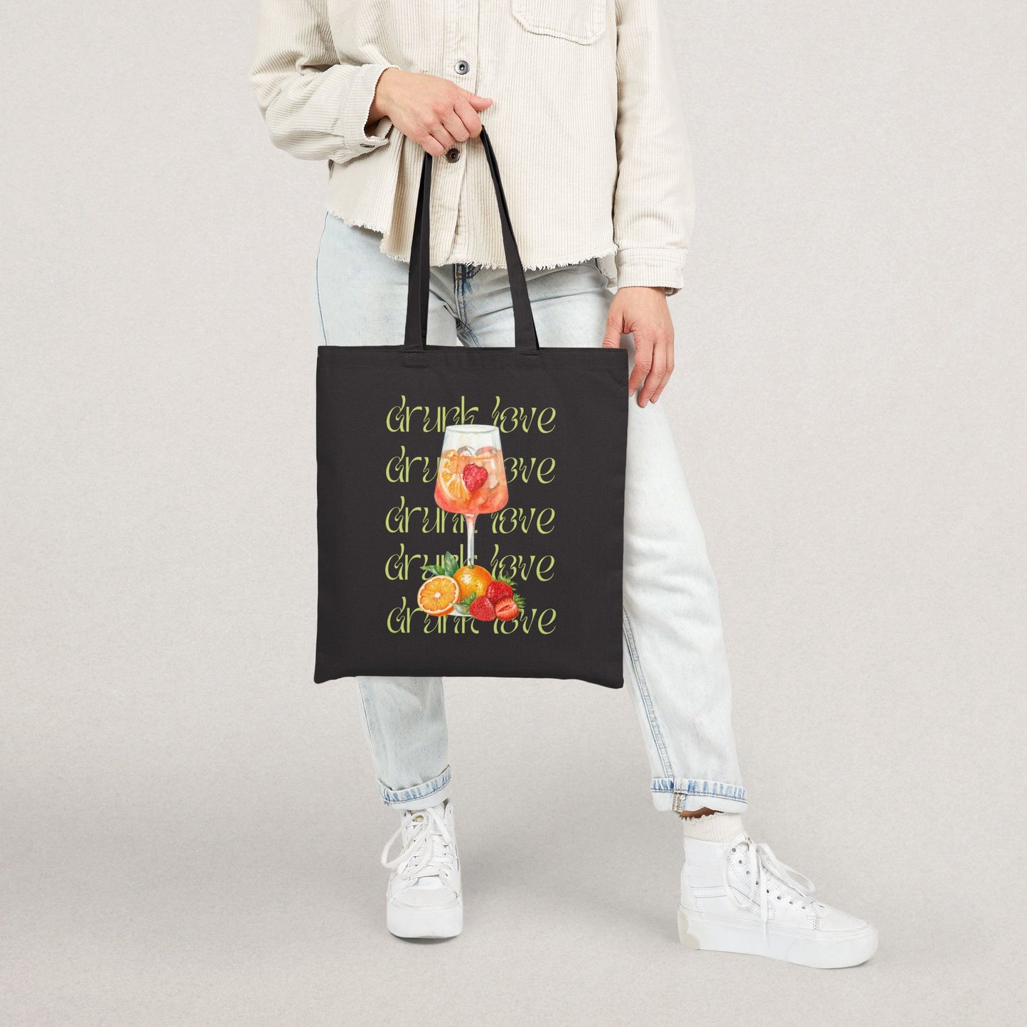 Cotton Canvas Tote Bag - "Drink Love" Design