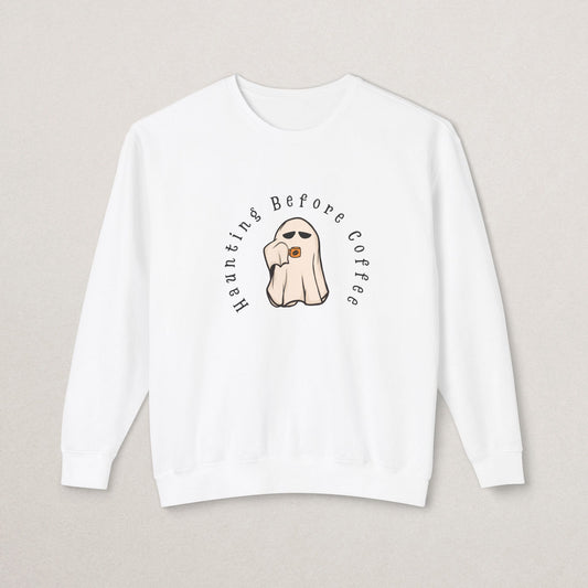 Unisex Lightweight Cotton Sweatshirt – “Coffee Ghost” Embroidered Design