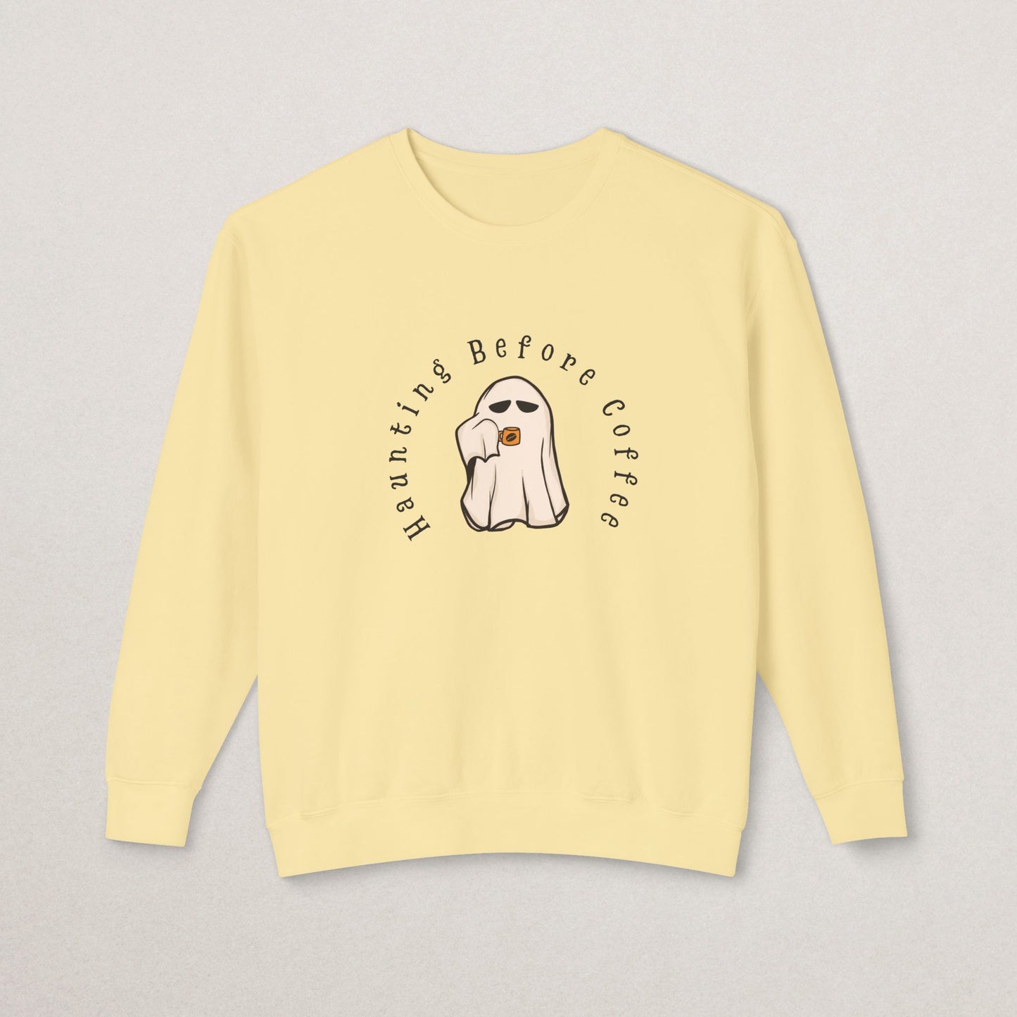 Unisex Lightweight Cotton Sweatshirt – “Coffee Ghost” Embroidered Design